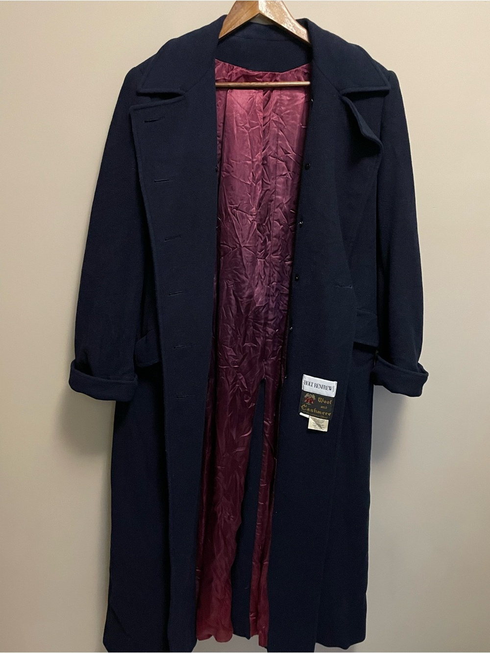 Holt Renfrew Double-Breasted Navy Wool Cashmere Peacoat Women’s Size 8 - Picture 2 of 12